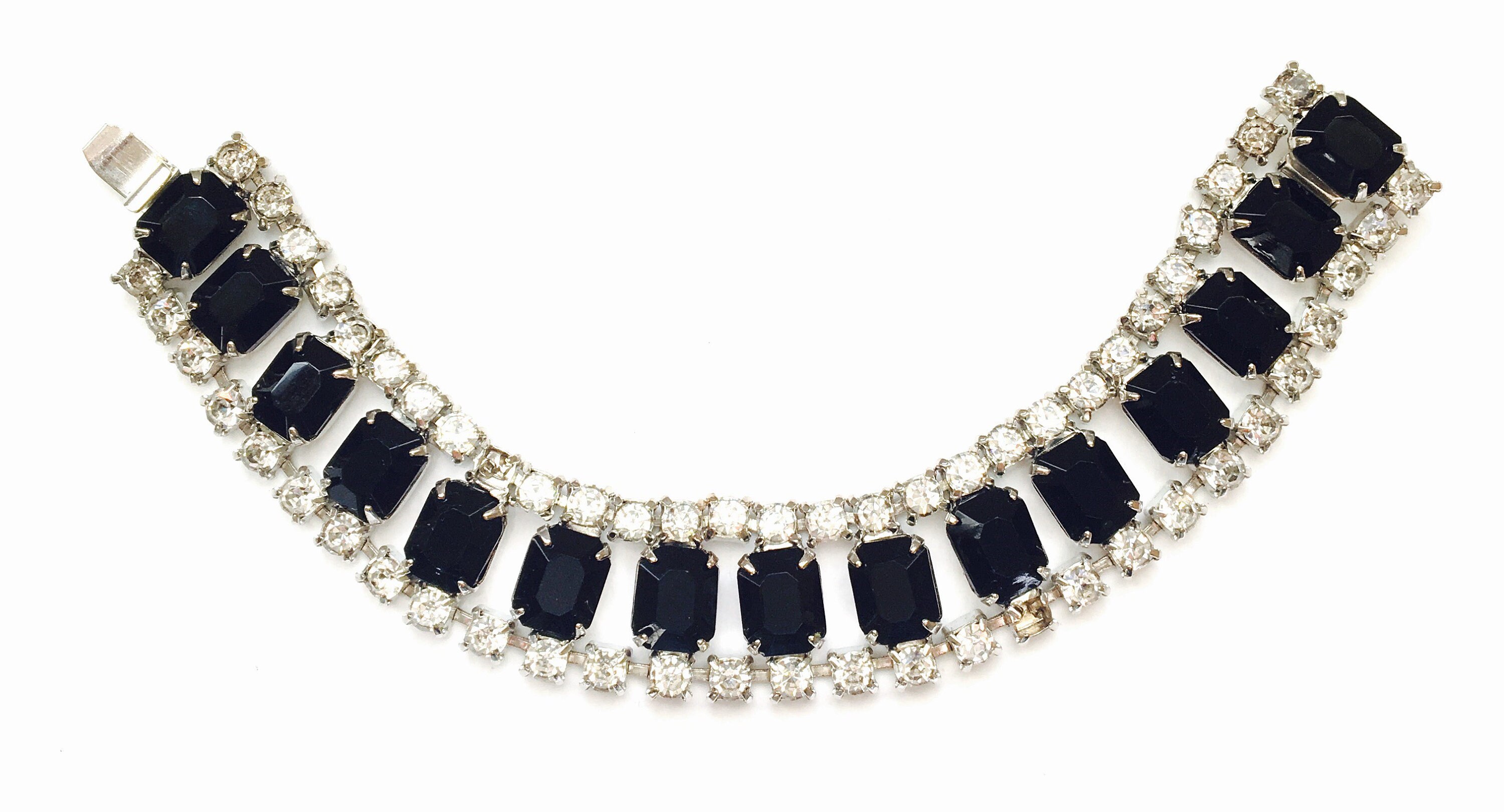 Vintage Black Rhinestone Bracelet Circa 1950s - Etsy