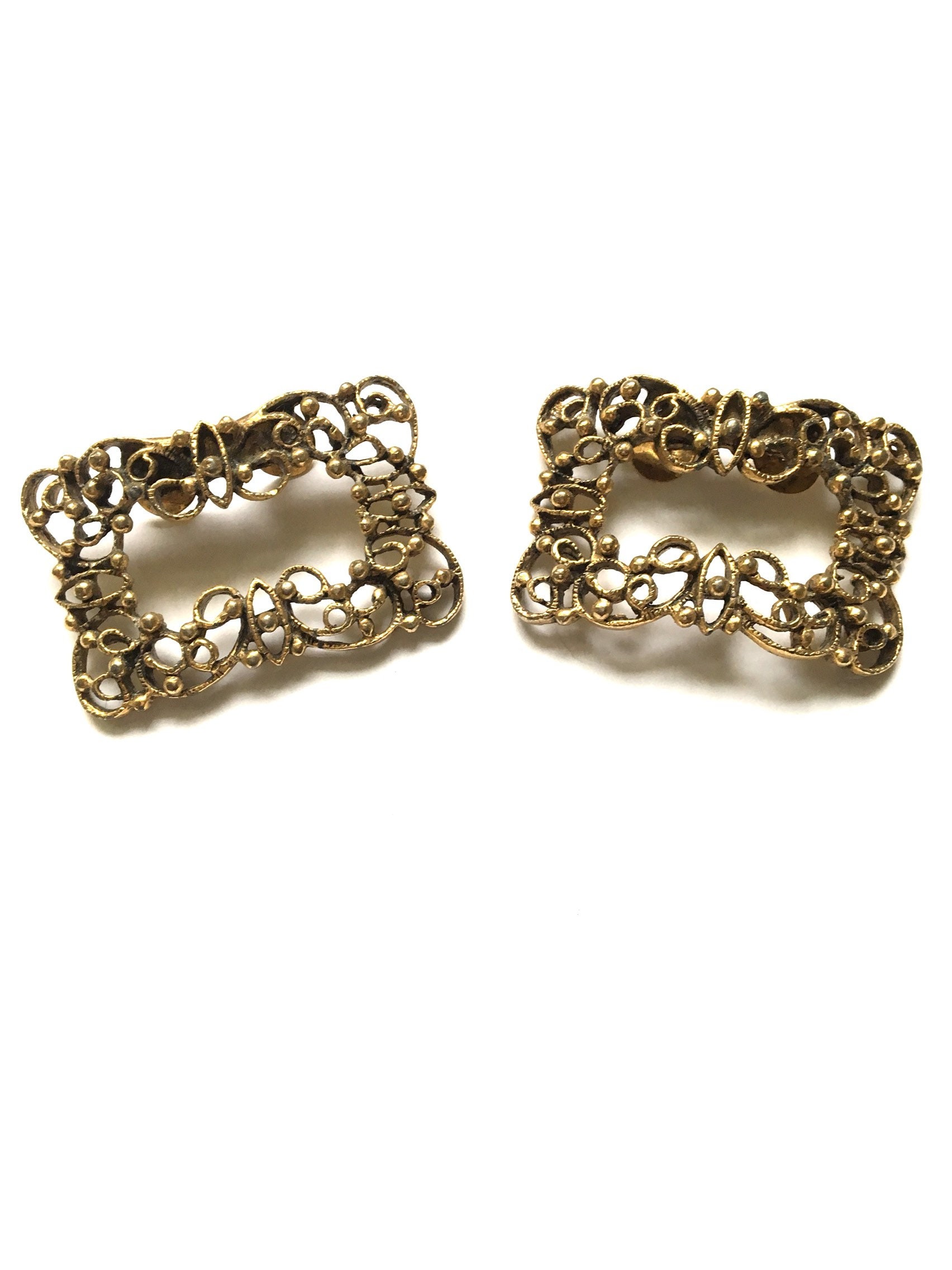 Gold Vintage Musi Rhinestone Lotus Flower Shaped Shoe Clips Vintage Lady main image 3