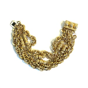 Gorgeous Coro Five-Strand Gold Bracelet Signed