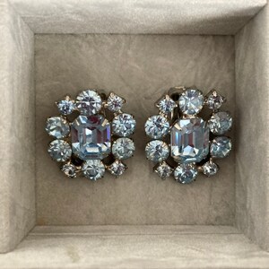 Vintage Light Blue Cluster Earrings image 3