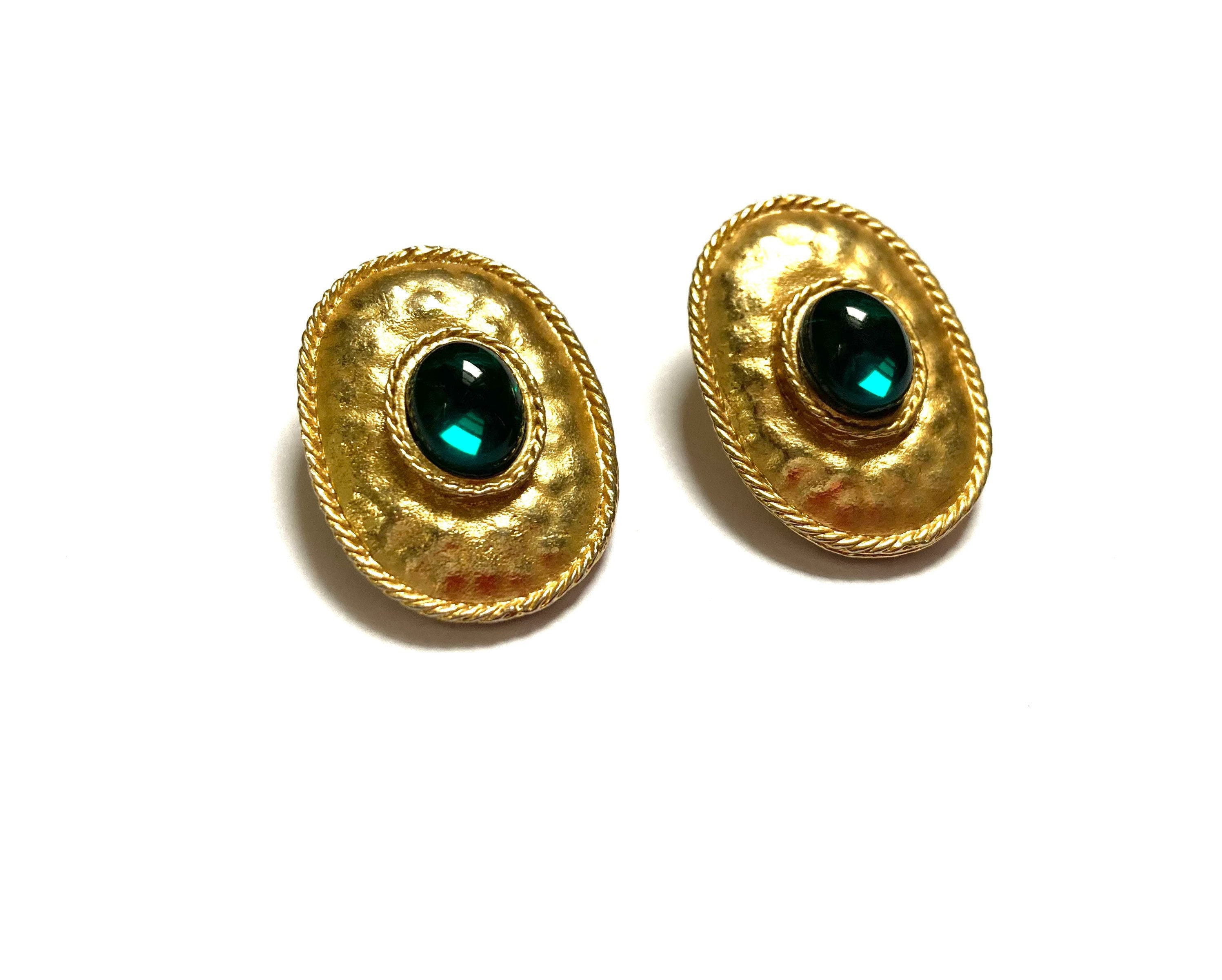 Boucles D'oreilles Vintage Boule Vert & Or - Lot De 2 - Occasion - Piles à Changer