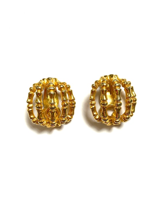 KJL Statement Goldtone Earrings - image 1