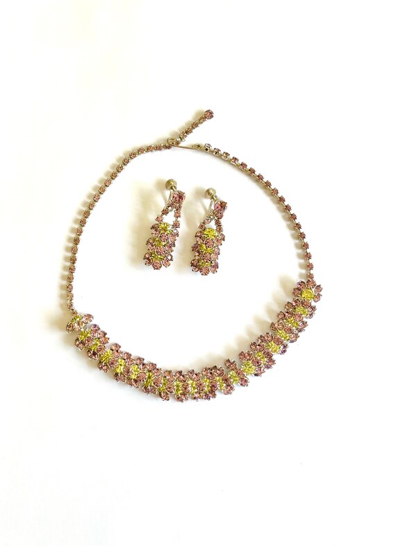 Austrian Rhinestone Necklace and Earring Suite Cir