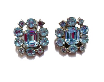 Vintage Light Blue Cluster Earrings