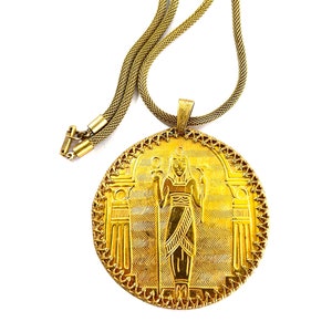 Miriam Haskell Larry Vrba Egyptian Revival Pharaoh Pendant Circa 1970s Beautiful Condition
