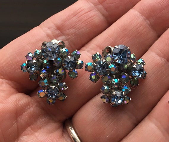 Kramer Aurora Borealis Cluster Earrings - image 2