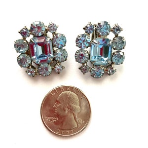 Vintage Light Blue Cluster Earrings image 8