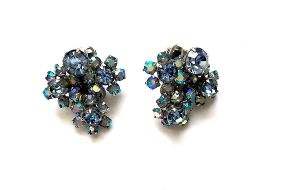 Kramer Aurora Borealis Cluster Earrings - image 1