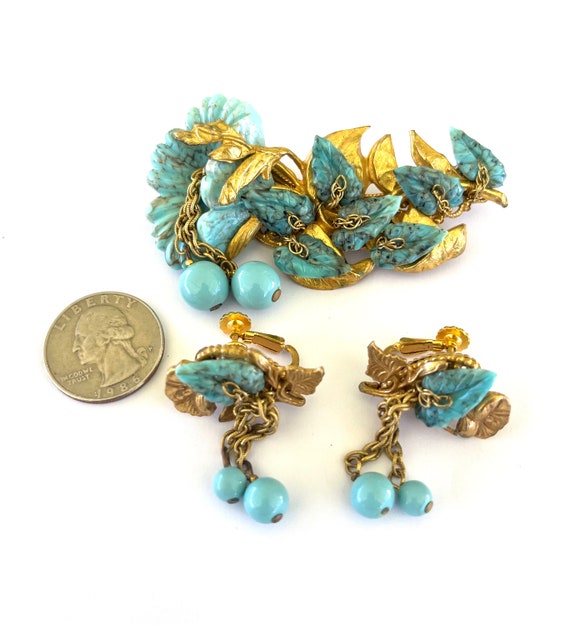 Miriam Haskell Frank Hess 1950's Turquoise Art Gl… - image 7