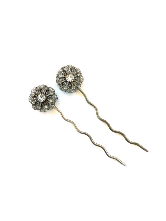 Vintage Rhinestone Filigree Hair Pins