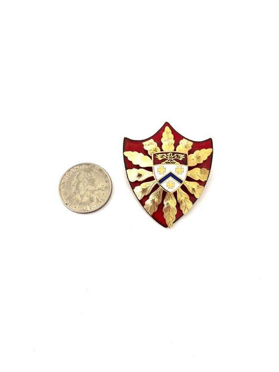 Vintage Red White Blue Military Crest Shield Broo… - image 2