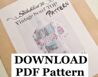 Download PDF Pattern for Raglan Sleeve Vintage Scarf Top