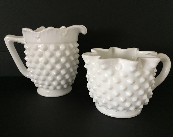 Sugar Bowl and Creamer Set, Hobnail Sugar Bowl and Creamer, Fenton