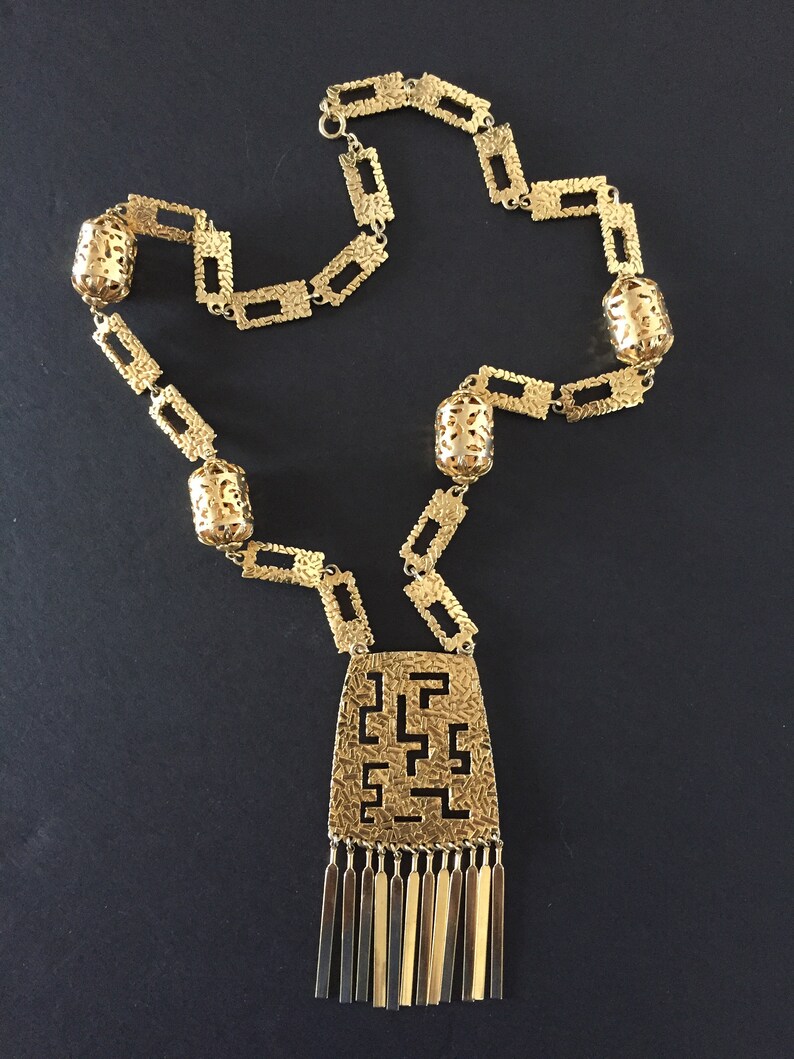 Gold Necklace Statement Gold Necklace Asian Inspired Etsy