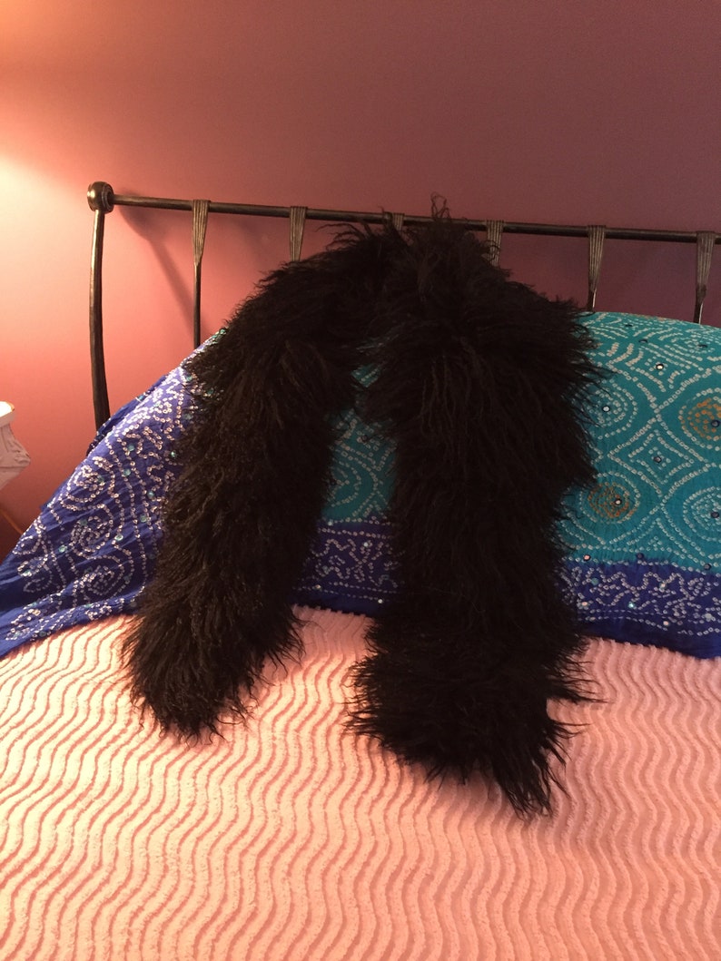 Mongolian Lamb Fur Boa Black Fur Boa Large Fur Boa Etsy