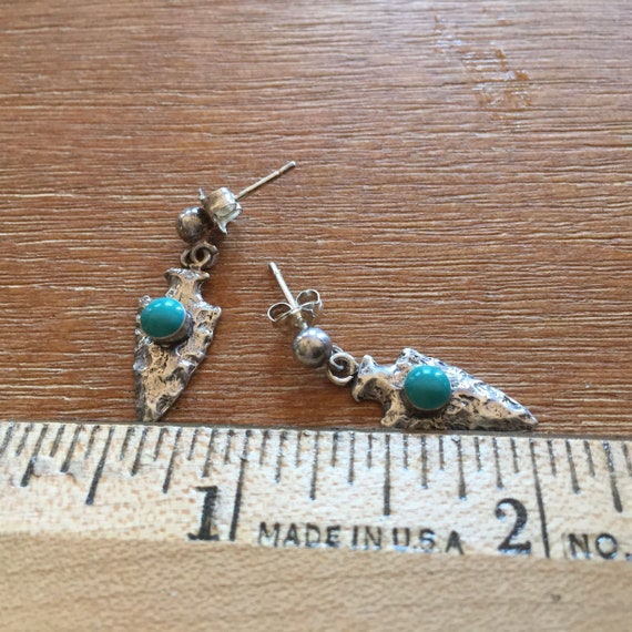 Turquoise Drop Earring, Sterling Dangling Earring… - image 6