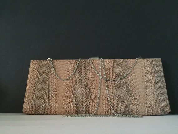 Clutch, Animal Print, Elongated, Embossed, Snake … - image 3