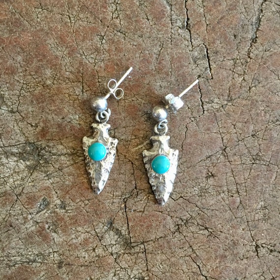 Turquoise Drop Earring, Sterling Dangling Earring… - image 9