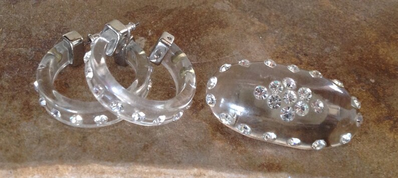 Hoop Earrings and Brooch
