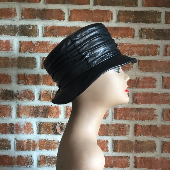 Leather Buckett Hat, Black Leather Bucket Hat, Unisex… Gem