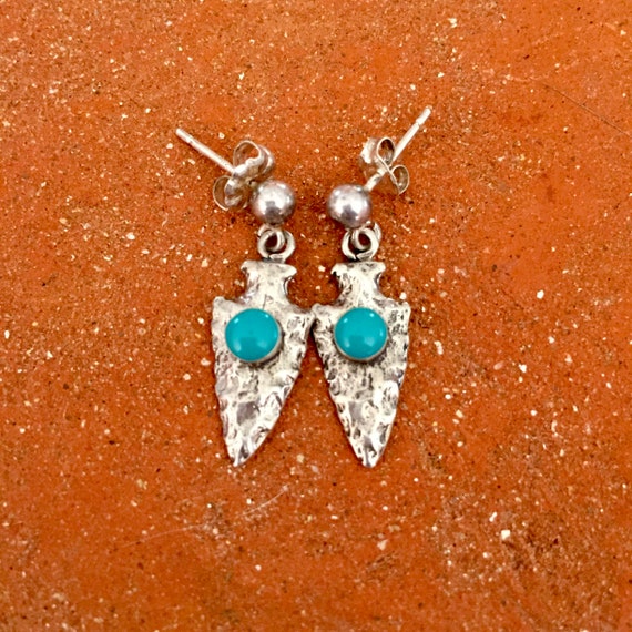 Turquoise Drop Earring, Sterling Dangling Earring… - image 10