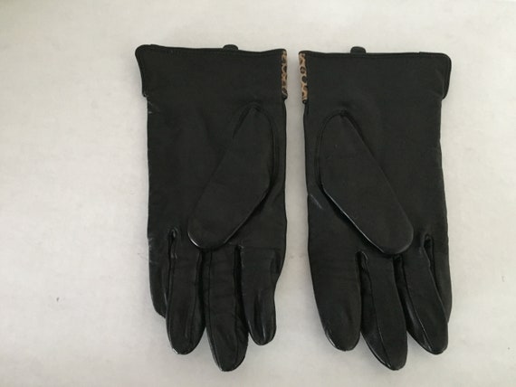 Black Gloves, Leopard Gloves, Faux Leather Gloves - image 8