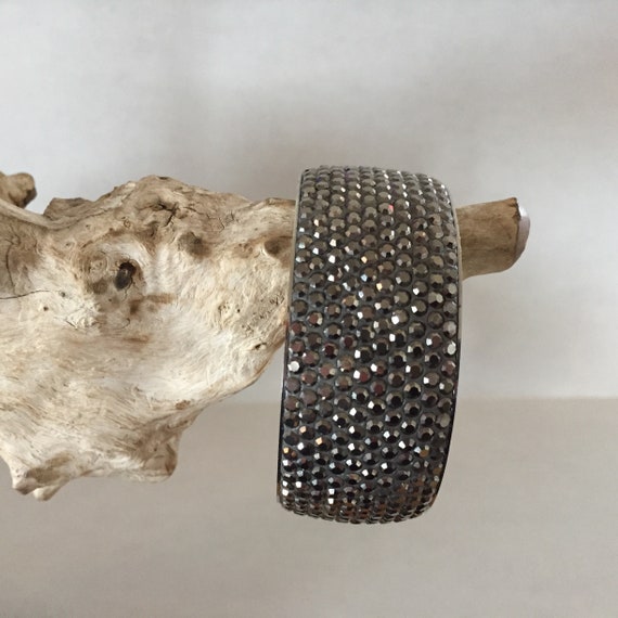 Crystal Bangle Bracelet, Gray Crystal Bracelet, Wi