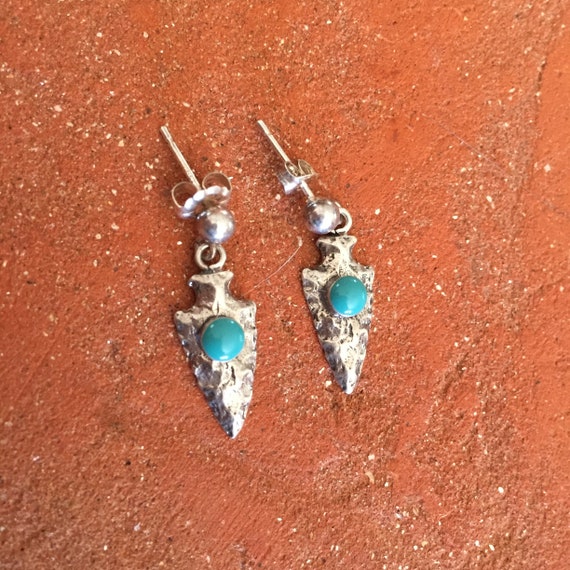 Turquoise Drop Earring, Sterling Dangling Earring… - image 5