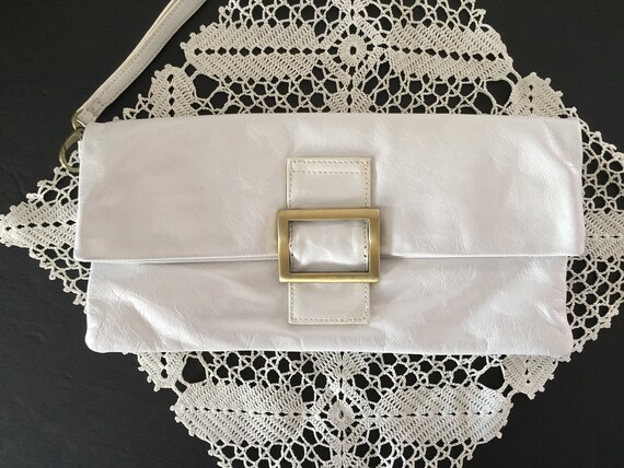 Clutch, Wristlet, White Leather Clutch, White Lea… - image 3