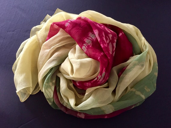 Silk Scarf, Tye Dye Silk ScarfColorful Silk Scarf,