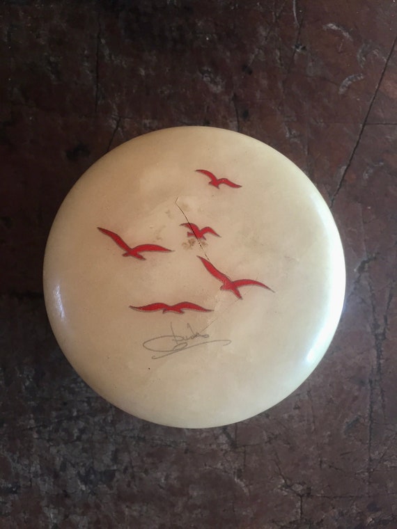 Alabaster Trinket Box, Bird Trinket Box, Signed T… - image 5