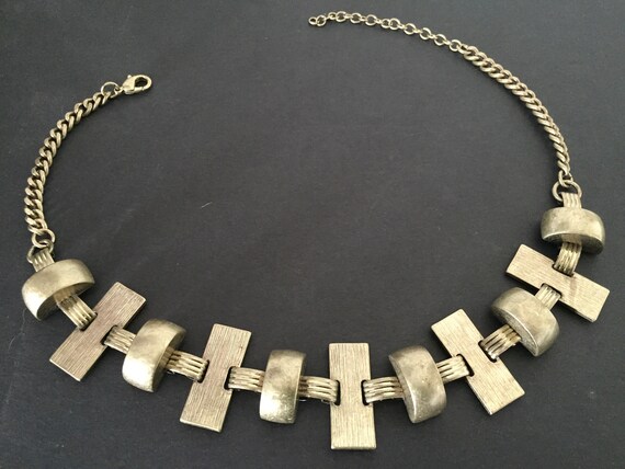 Brutalist Necklace, Bib Necklace, Gold Brutalist N