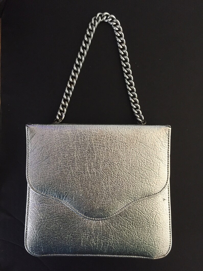 Silver Evening Bag Top Handle Evening Bag Etsy