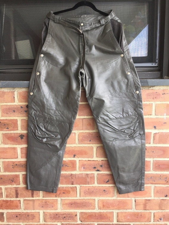 Leather Pants, Gray Leather Pants, Leather Jodhpur