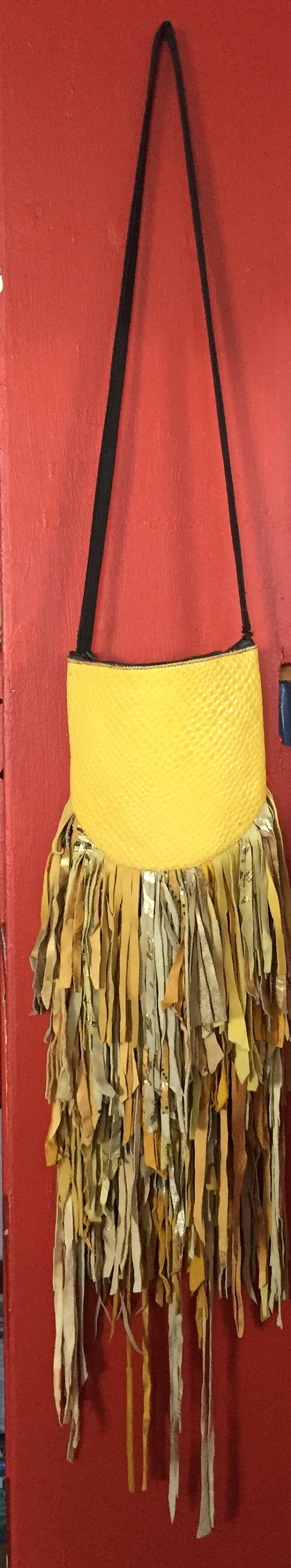 Fringe Bag, Shoulder Bag, Yellow Leather Fringe B… - image 9