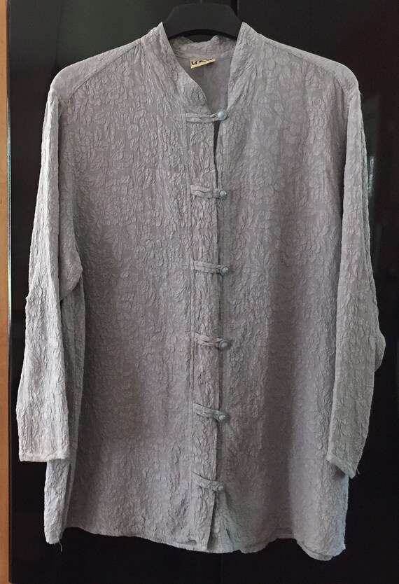 Plus Size Silk Tunic, Light Blue Silk Tunic, Butto