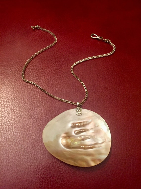 Blistered Pearl Pendant, Very Large, Shell, Pearl… - image 3