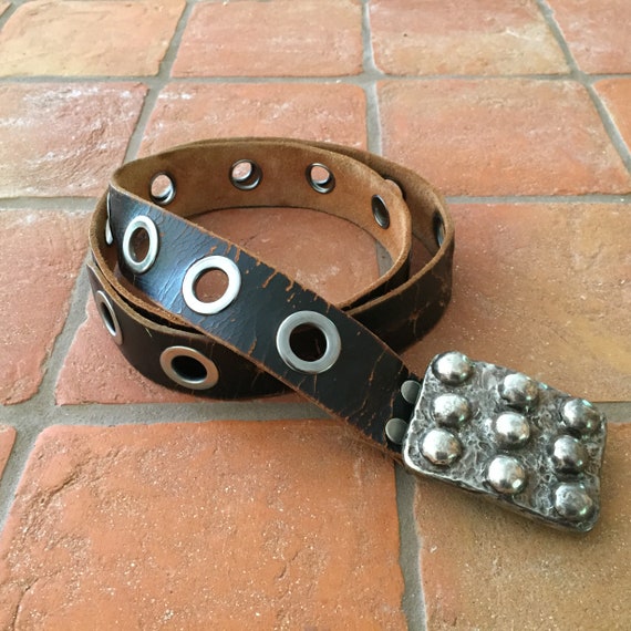 Black Leather Belts, Distressed Black Leather Belt
