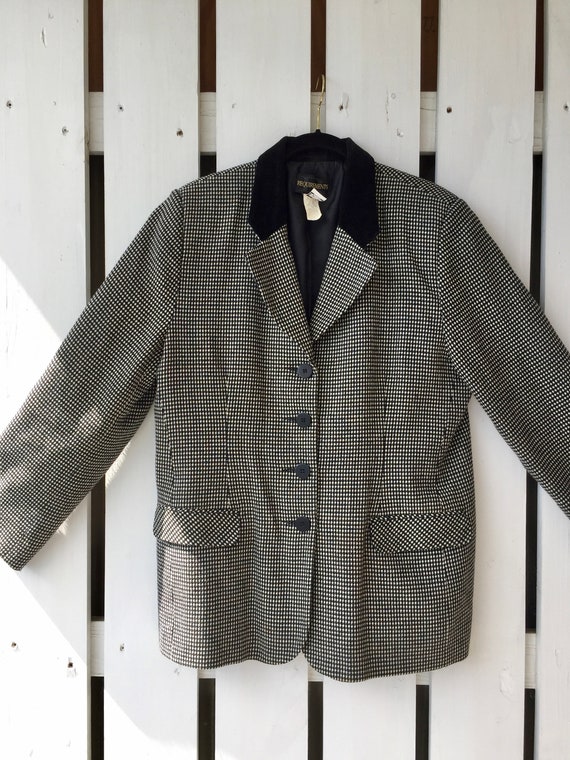 Ladies Houndstooth Blazer, Black and White Blazer,