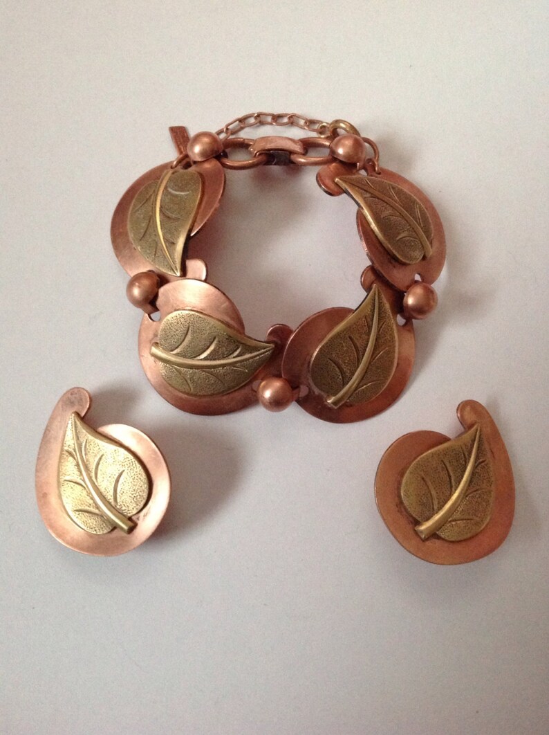 Jewelry Set Copper and Brass Jewelry Set Mixed Media Etsy