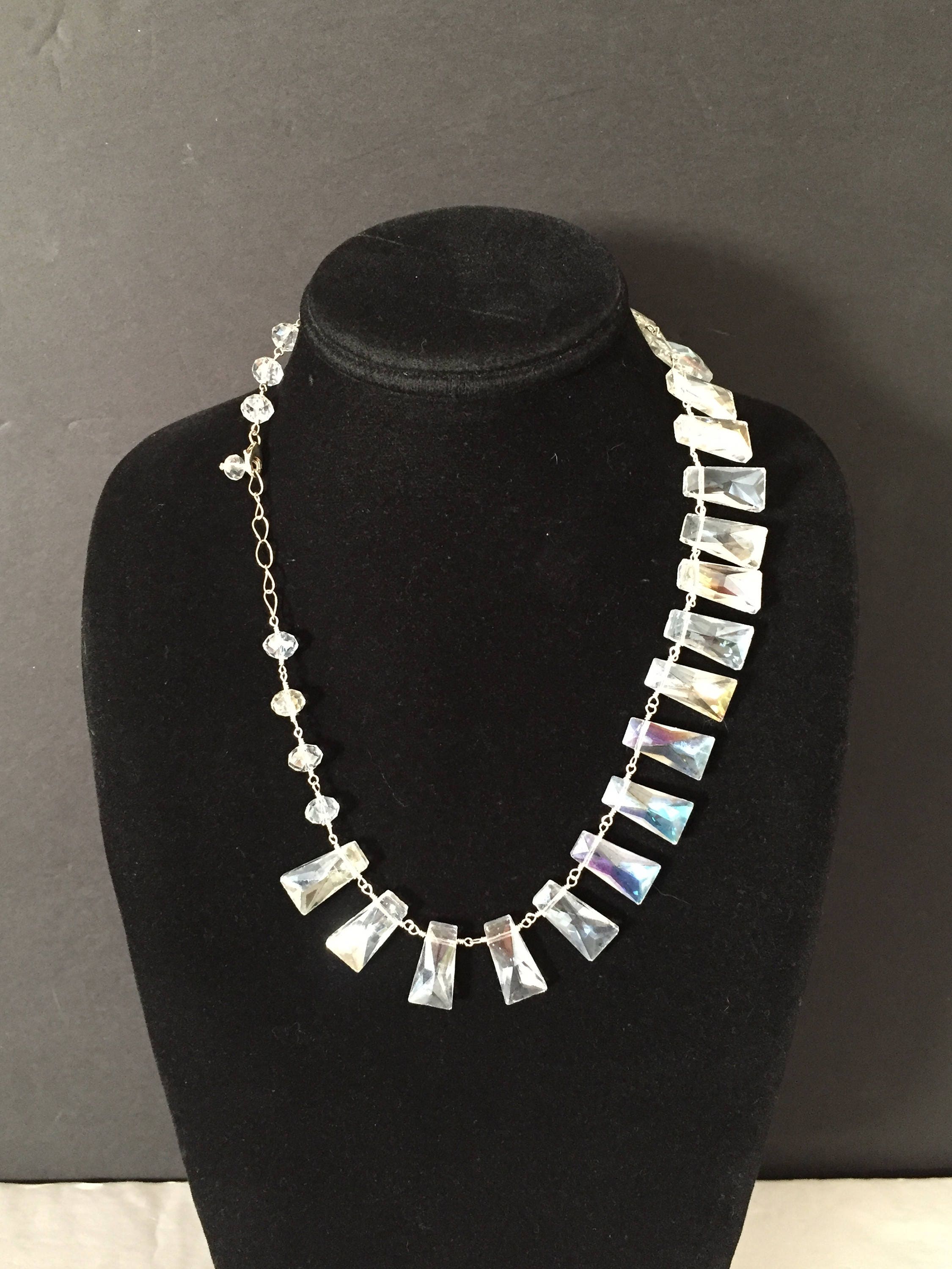 Art Deco Crystal Necklace Crystal Necklace Etsy