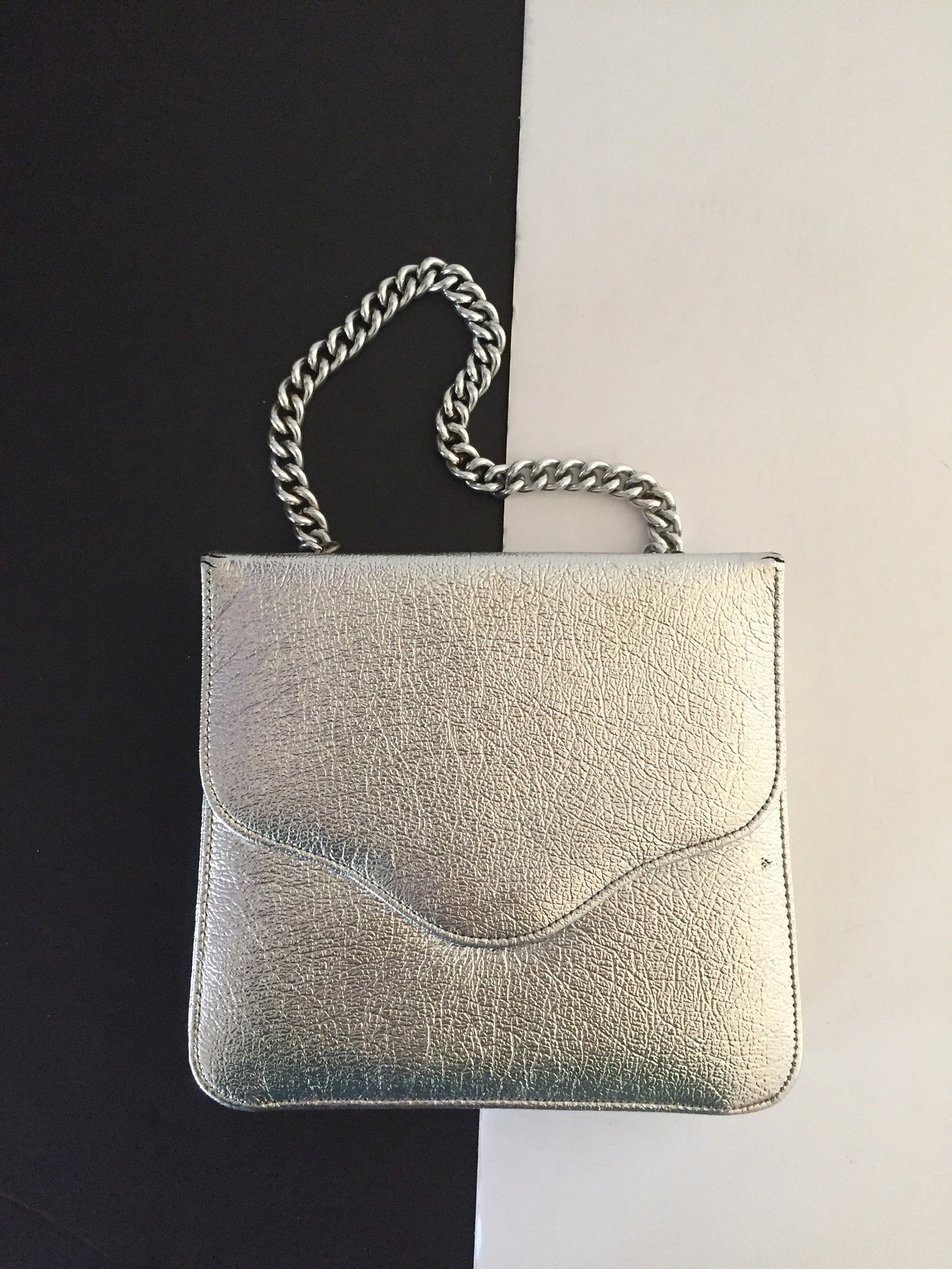 Silver Evening Bag Top Handle Evening Bag Etsy