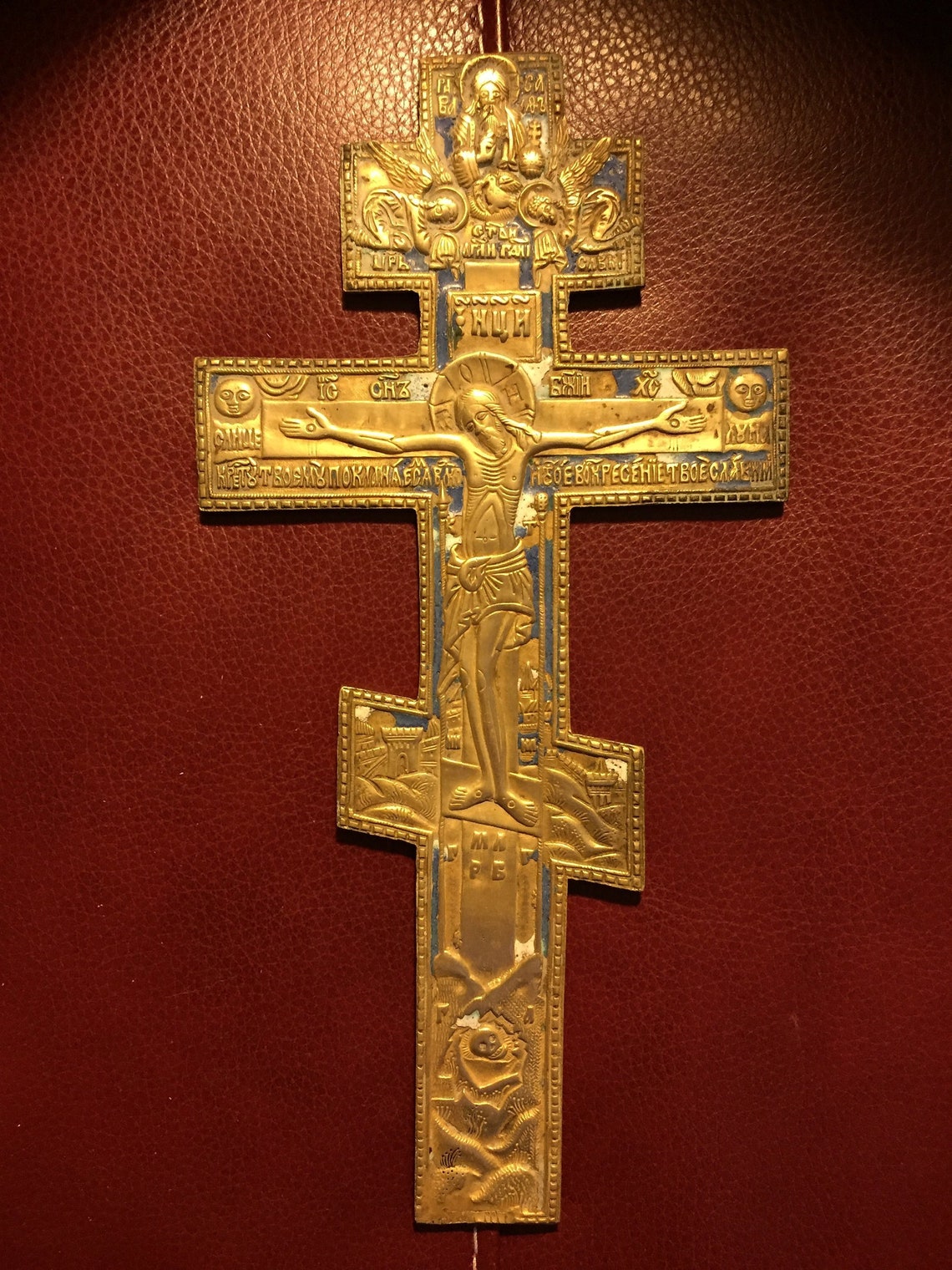 Russian Orthodox Bronze Cross with Enamel Cross Etsy