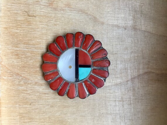 ZUNI Brooch, ZUNI Sun God Brooch, Native American… - image 3