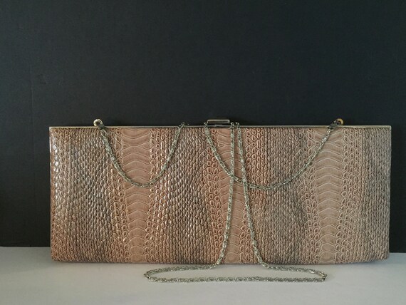 Clutch, Animal Print, Elongated, Embossed, Snake … - image 6