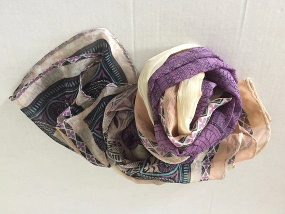 Silk Scarf, Extra Large Silk Scarf, Vintage Silk S