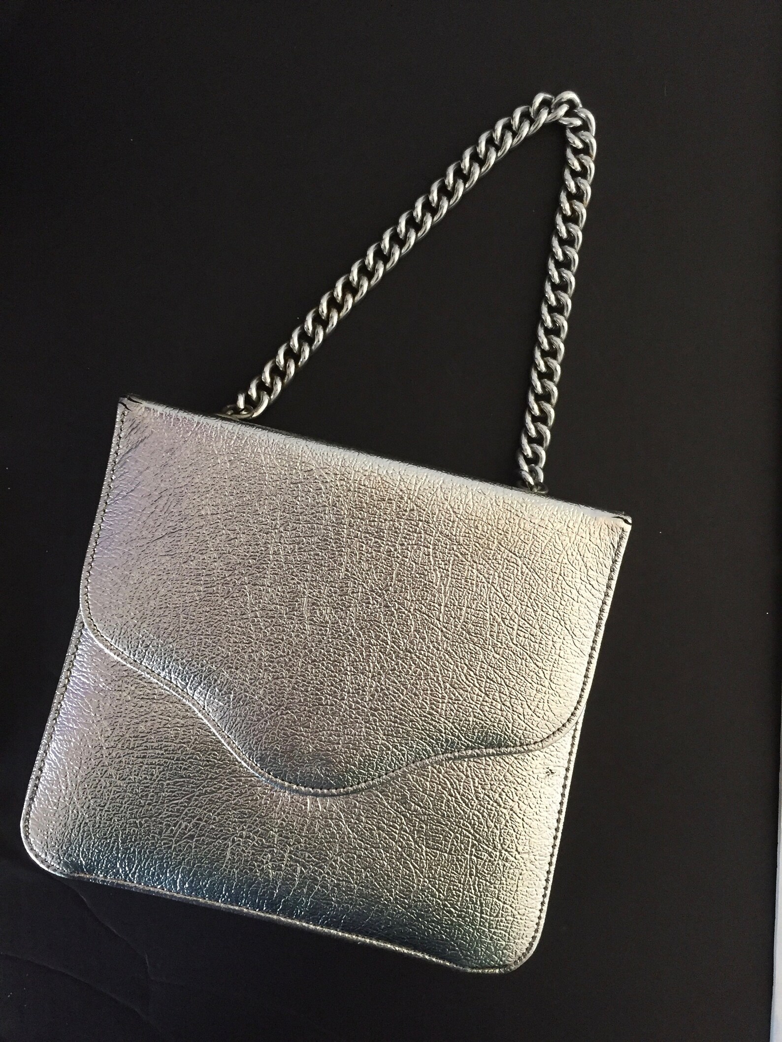 Silver Evening Bag Top Handle Evening Bag Etsy