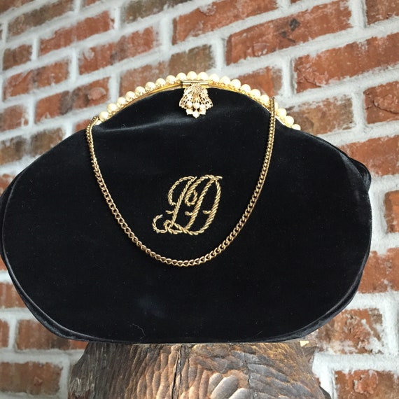 Black Velvet Evening Bag, Pearl Evening Bag