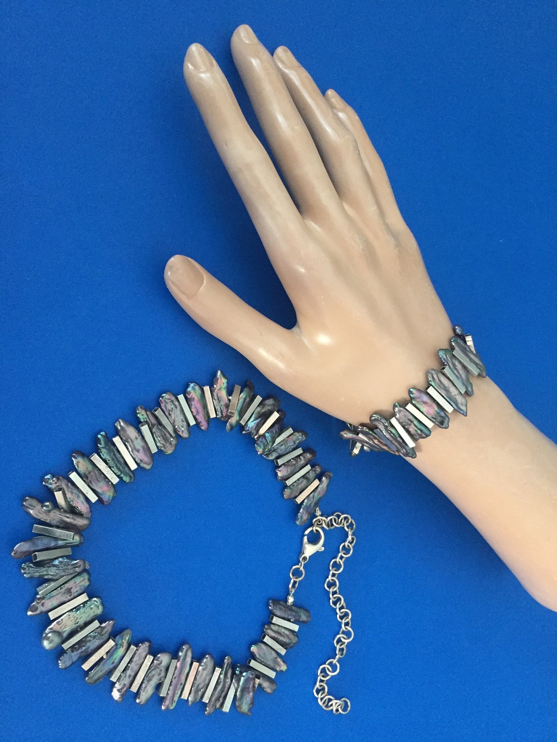 Pearl Jewelry Set Pearl Necklace Pearl Bracelet Etsy