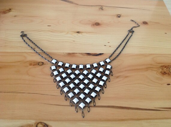 Bib Necklace, Victorian Necklace, White Bib Neckla
